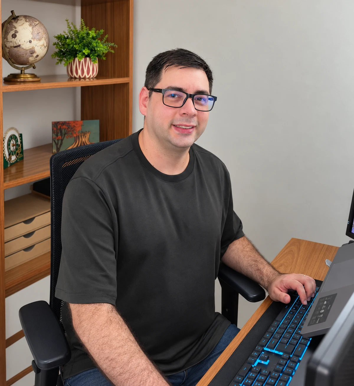 Alex Carneiro em seu espaço de trabalho